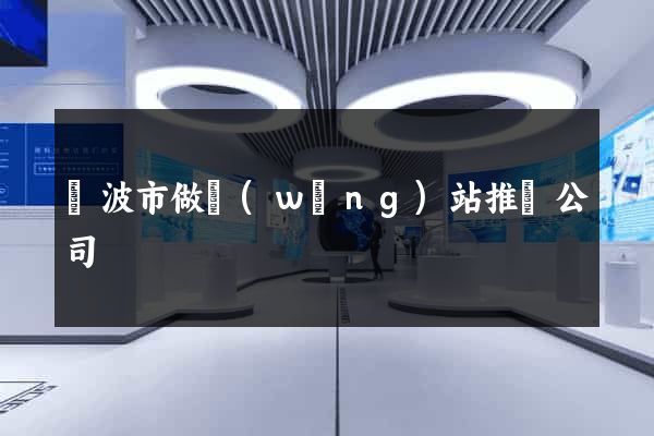 寧波市做網(wǎng)站推廣公司